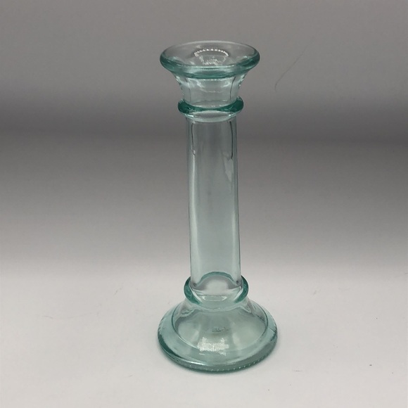 VTG VE Vetreria Etrusca Green Glass Candlesticks Flower Case ITALY MCM Set of 2 - Picture 4 of 7